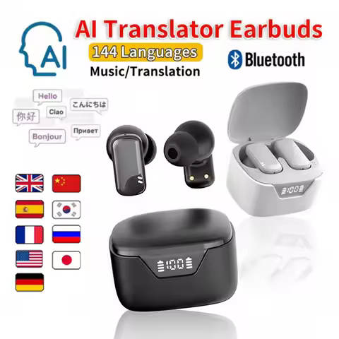 Wireless Fitness In Ear Headphone Wireless Earphones language Translator Earbuds Touch 144 languages