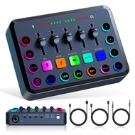 Go bravely Gaming Audio Mixer Audio Interface Mute Voice Changer PC/PS4/PS5 compatible Game Audio Mi