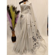 Kerala silver shade saree