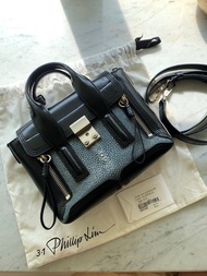 Phillip Lim 3.1 mini pashli stingray skin luxury leather bag joyce lanecrawford 名牌高級黑色拼魔鬼魚皮銀扣真皮手袋 斜揹