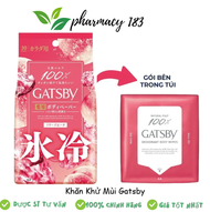Khăn khử mùi cơ thể GATSBY ice-type deodorant body wipes freeze peach u Siêu Mát Lạnh Hương Đào 30 t