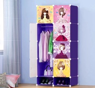 *Ready Stock*8Cube Children Cartoon Cabinet Wardrobe DIY Foldable Rack Cupboard Storage Cube