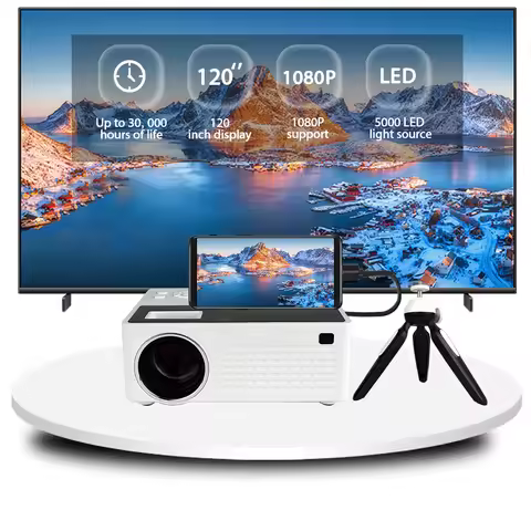 Besus J12C Pro Mini Portable Projector, 1080P Full HD, connects to your cell phone, 120 inch large s
