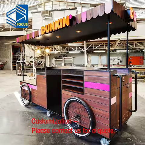 custom.Hot Sale Mobile Drink Booth Wooden Display Stands Design Custom New 3D Design Food Cart Troll