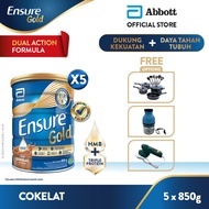 Ensure Gold HMB Cokelat 850 g / 800 g x5 - Nutrisi Dewasa Rendah Laktosa