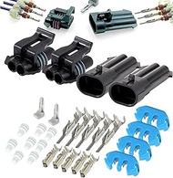 (2-Pack) 2-Pin Metri-Pack 150 Series 2-Way 16V & 14amps Connector w/20 22 AWG Sealed