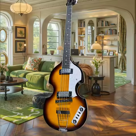 2025 Hofner‑Style Violin Hollow Body Electric Bass Vintage HH Humbucker Pickups, Beatles Alias Violi