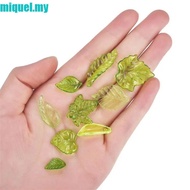 MIQUEL 30pcs Green Transparent Leaf Shape Beads, Leaf Shape Transparent Green Acrylic Leaf Beads, DI