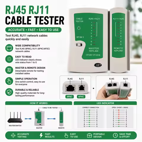 RJ45 Cable lan tester Network cable tester 468 RJ45 RJ11 lan tester dual-use cable testing line Netw