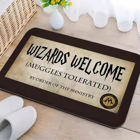 Alohomora Doormat, Non-Slip Magic Key Welcome Rug, Flannel Machine Washable Mat for Living Room Bedr