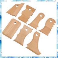 7 Piece Pottery Trimming Tools Wood Color Wooden Texture Profile Rib Bundle Foot Shaper