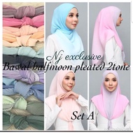 [🔥READY STOCK 🔥] Tudung Bawal Plated Butterfly 2 TONE (HALFMOON) PREMIUM Garis Halus