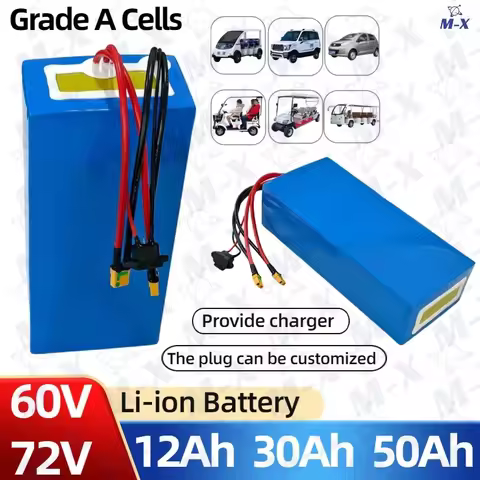 72V 5000W Battery 30Ah 50Ah 60V 12Ah 30Ah 50Ah Lithium Ion for 800W 10KW 14KW Two-Wheeler Citycoco G
