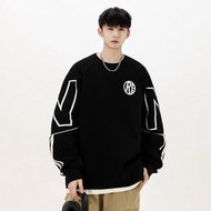 Fake 2-Piece Sweatshirt Men 2024 Autumn Street Wear American Round Neck Thickened Heavy Teenager Stu