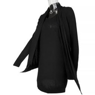 美國品牌DKNY黑色蠶絲羊絨假兩件垂墜長袖上衣 洋裝 M號