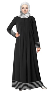 Terkini Feysen Jubah Abaya Muslimah Top Pleated Wanita Putih Sulam Lines Design – Umma Era