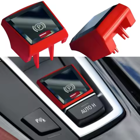 Crystal Red Car Handbrake Parking Brake P AUTO H Button Switch Cover For BMW 5 7 F01 F02 F07 F10 F11
