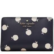 Kate Spade Staci Large White Apple Compartment Bifold Wallet in Blazer Blue Multi k8304