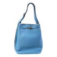 HERMES Clemence皮革So Kelly 26銀扣肩背袋Turquoise