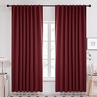 Deconovo Rod Pocket and Back Tab Curtains - Thermal Insulated Window Curtain Panels, Blackout Drapes for Living Room (70x95 Inch, Burgundy Red, 2 Panels)