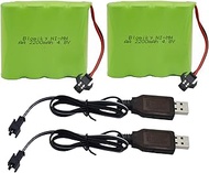 Blomiky 2 Pack 4.8V 2200mAH AA NiMH Rechargeable Battery with SM-2P Plug and USB Charger Cable for S