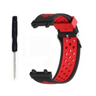 全城熱賣 - 適用於華米Amazfit T-Rex 2 雙色三排孔硅膠錶帶（黑紅）