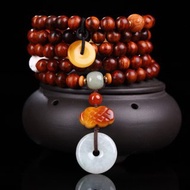 天然海南黃花梨8mm108顆圓珠佛珠手串 精選油梨老料 棕眼細膩