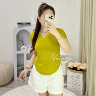 Women's Oval V-neck T-shirt / Women's Plain V-neck T-shirt / Women's Plain T-shirt 4457