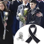 AUGUSTINAN Black Ribbon Pin, Awareness Melanoma Cancer Funeral Ribbon Badge Brooch, Enamel Black Rib