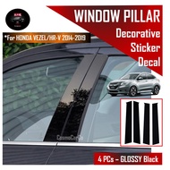 🔥SG SELLER🔥 Honda VEZEL HR-V HRV 2014-2020 Car Window Pillar Sticker Door GLOSSY Black Decal Protector Accessories