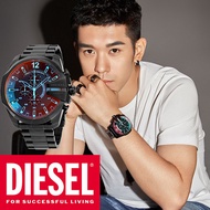 (Real Photo)Original Diesel Mega Chief Chronographs Black Stainless Steel Watch DZ4318 Jam Tangan Le