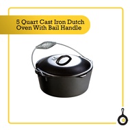 Lodge 5 Quart Seasoned Cast Iron Dutch Oven With Bail Handle