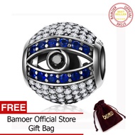 BAMOER จัดส่งฟรีของแท้925เงินสเตอร์ลิงดวงตาสีฟ้าแห่ง Nazar ลูกปัดนำโชคการ์เดียนจี้ชาร์มกำไลข้อมือเคร