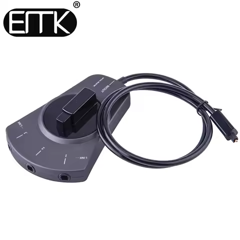 EMK 3-Way Digital Toslink Switch SPDIF Optical Audio Switch Toslink Cable Switcher Selector Hub Box 