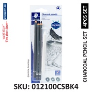 Staedtler Charcoal Pencil Set 3 charcoal + 1 blender (012100CSBK4) | 4pcs Set [Weststar The Art Shop