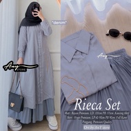 Rieca Setelan Tunik Dan Rok By A.N.Y Long Tunic Jumbo Ld 120 CM Rok Panjang Plisket Long Tunik Flora
