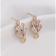 14k Gold Plated Cubic Zirconia Earring Stud Post