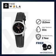 Casio Womens Analog LTP-V002L-1B3 Black Leather Watch