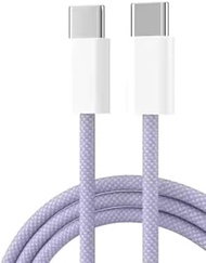 Purple 2M (6.6 Feet) 60W PD Quick Charging Type C to Type C Fast Charging Data Transfer Cable Mobile