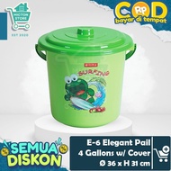 BUNTON Lion Star E-6 Elegant Pail 4 Gallons 15 Liter with Cover Bucket + Thick Handle Lid for Washin