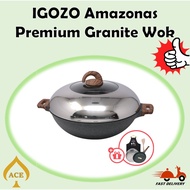 [Ready Stock] iGOZO Amazonas Premium Granite Non Stick Cookware 36cm Wok IH 【With Free Gifts】