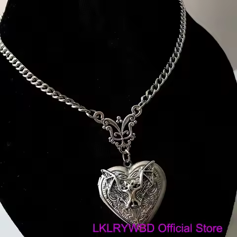Gothic Bat Locket Necklace,Gothic Jewelry,Gothic Necklace,Bats,Halloween Vampire Party Jewelry,Fit F