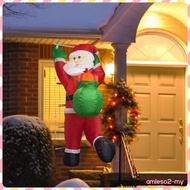 [AmlesofaMY] Christmas Inflatables Santa Outdoor Decorations Climbing Santa with Gift Bag