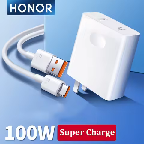 100W Original Honor SuperCharge Fast Charger EU/US/UK Power Adapter 6A USB Type C Cable For Honor 20