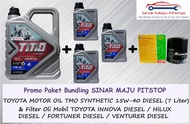 Paket Bundling Oli TMO DIESEL 15W-40 Synthetic 7 Liter & Filter Oli Mobil TOYOTA FORTUNER DIESEL & F