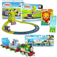 Thomas and Friends Push Along Track Bundle- 5 Pc Set with 2 Thomas Push Along Trains and Tracks, Percy Train, Daniel Tiger Stickers, More | Thomas The Train Track Kit