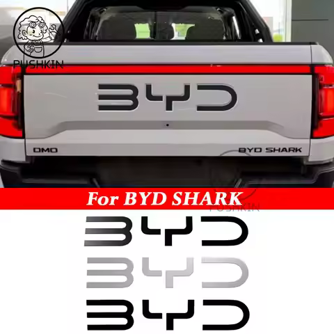 For BYD Shark 6 Trunk Standard 3D Badge Logo Sticker Glossy Black Sticker Decoration Automobiles Par