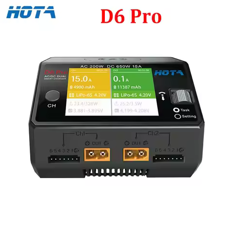 HOTA D6 Pro AC 200w DC 2x325w /15a Channel Smart Battery Charger Discharger Lipo Charger For Rc Dron