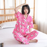 💮[BD Collar Plus Size]💮women ladies pajamas set plus size/baju tidur perempuan short sleeve jumbo size baju tidur seksi