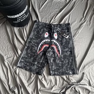 全新ADIDAS×Bape鯊魚牛仔暗紋五分褲ADIDAS shorts×Bape shorts ADIDAS 短褲×Bape短褲